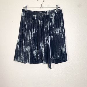 The Kooples Mini Skirt Women's sz M Black Tie Dye Viscose Pockets Stretch Waist